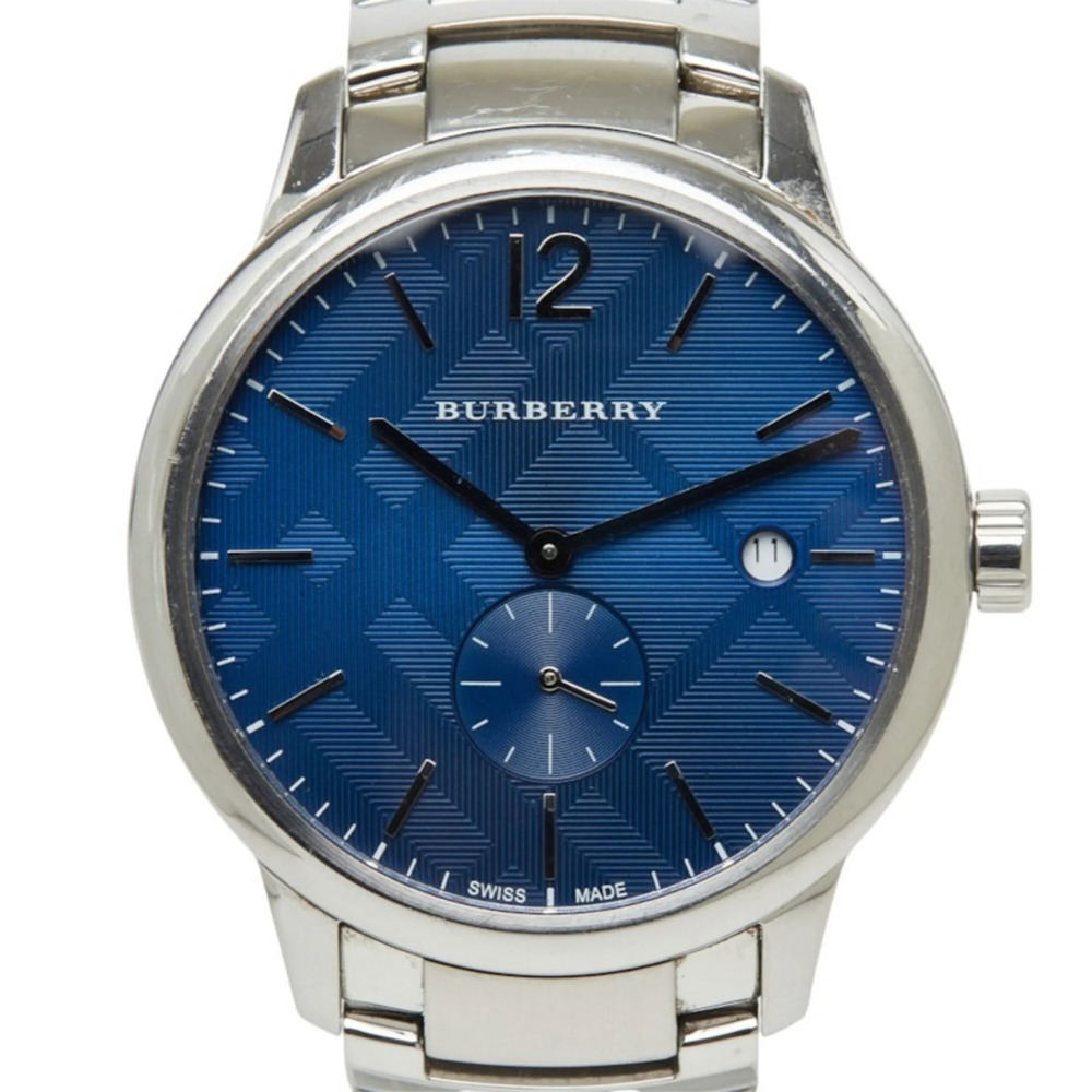 Burberry The Classic Round Watch BU10007 Quartz Blue Dial Stainless Steel Men...